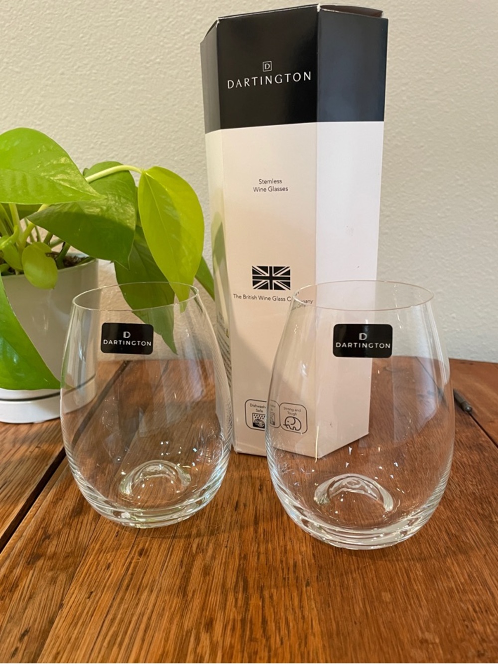 Dartington Crystal Stemless Wine Glasses – Set of 2 – Dimple Base